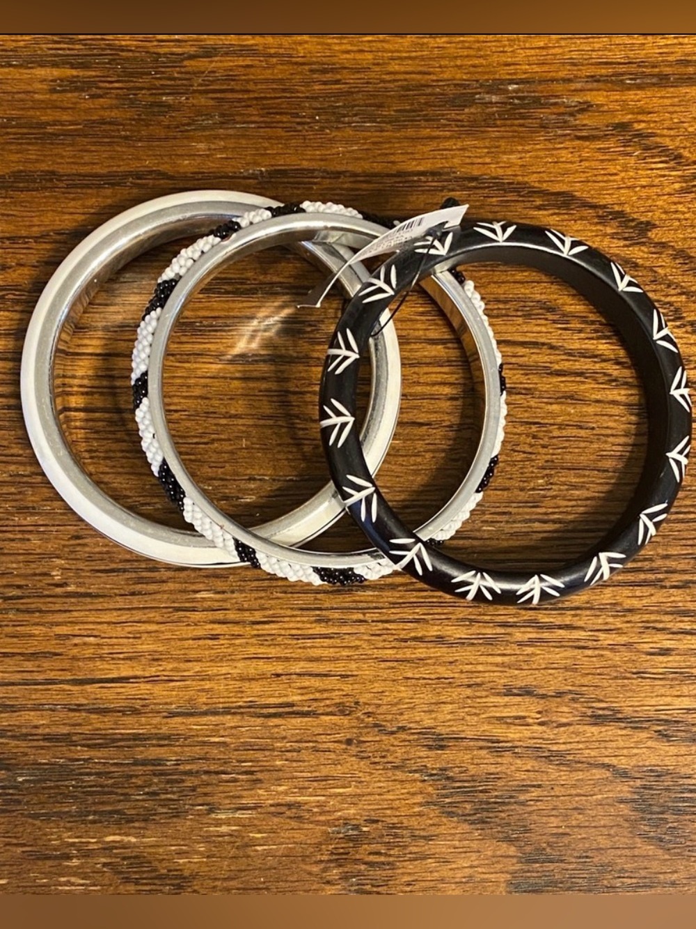 Chico's NWT Black & White Geometric Bangle Bracelet Stack Set 3-Pc